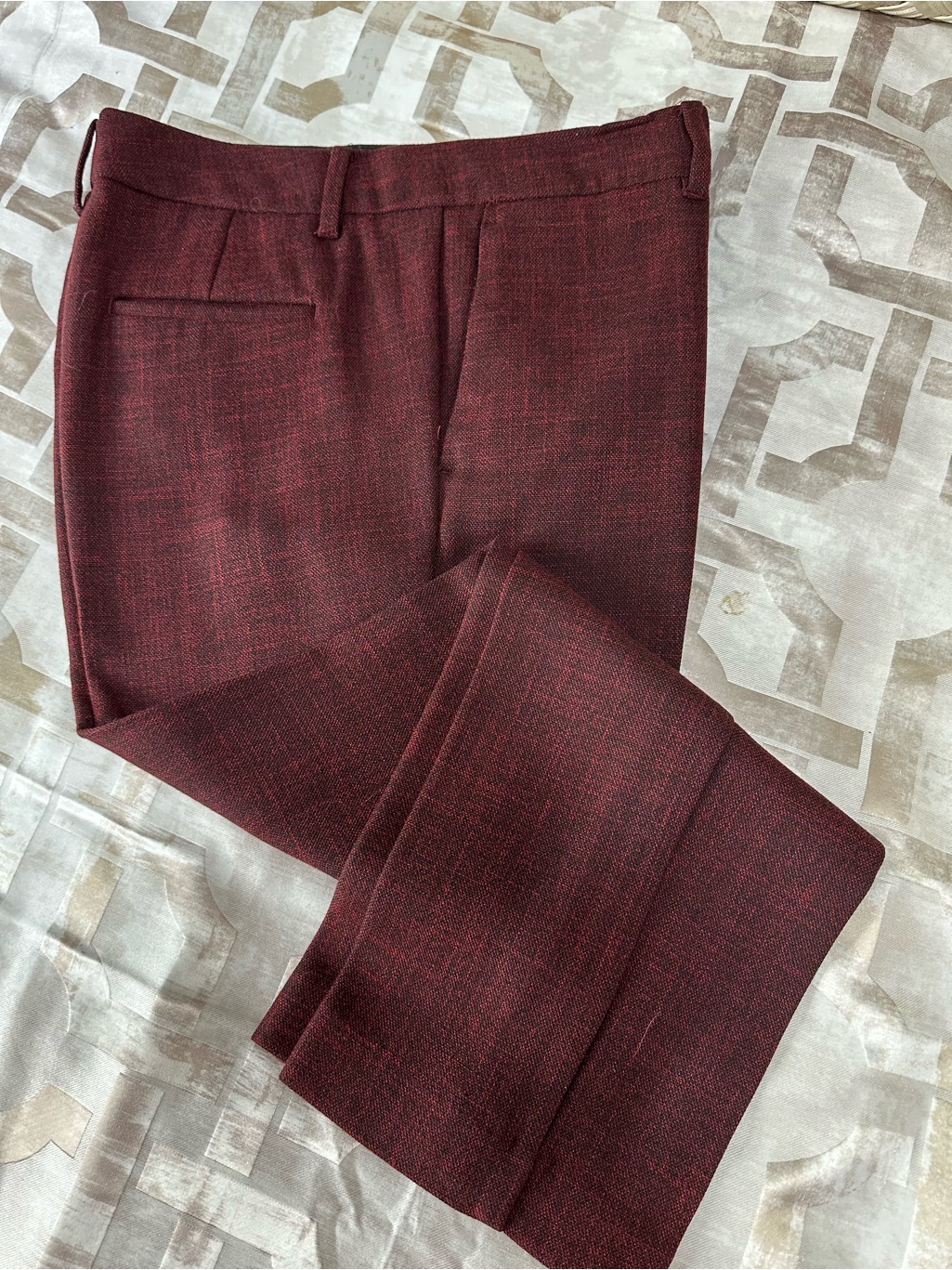 Ann Taylor Devin Fit Maroon Tweed Crop Pants
